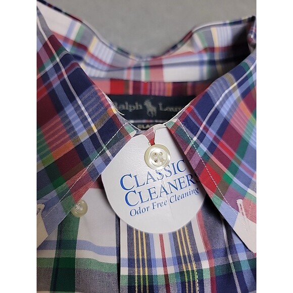 Ralph Lauren Shirt Mens 3XLB Big Button Blue Red Plaid Classic Preppy Dad Cotton - Picture 2 of 11